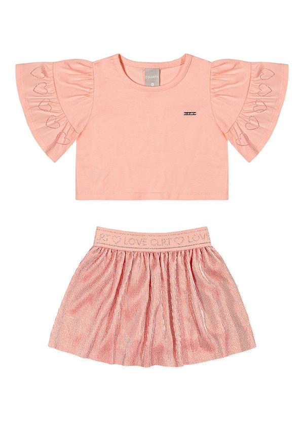 Colorittá - Conjunto Infantil Saia Brilhante Colorittá Salmão