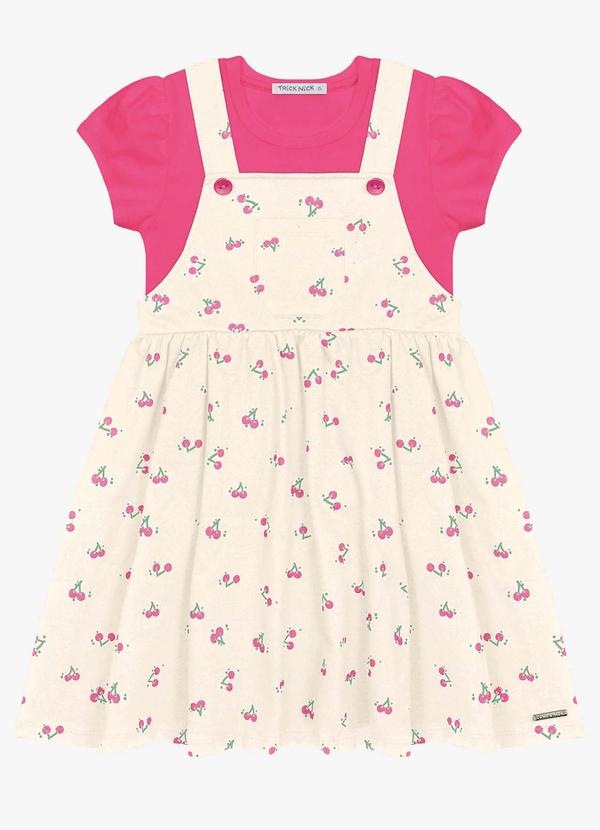 Trick Nick Conjunto Infantil Salopete com Blusa Bege