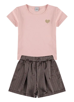 Vida Costeira - Conjunto Infantil Shiny Heart Rosa - VIDA COSTEIRA