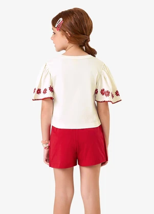 Rovitex - Conjunto Infantil Short Saia e Blusa Bege - ROVITEX