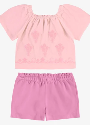 Rovi Kids - Conjunto Infantil Shorts com Blusa Rosa - ROVI KIDS