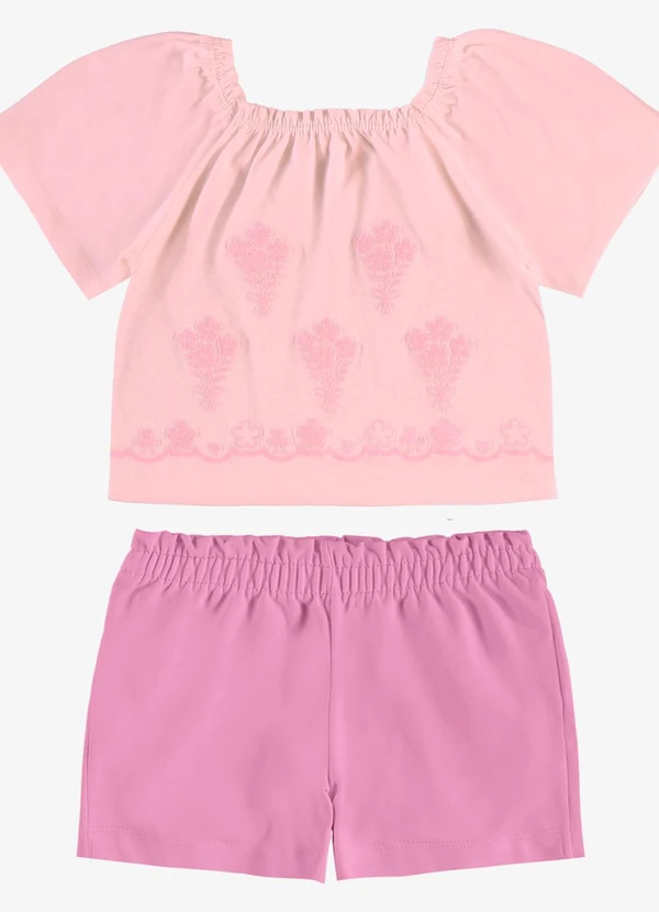 Rovi Kids - Conjunto Infantil Shorts com Blusa Rosa