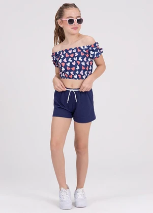 Vida Costeira - Conjunto Infantil Sublimado Corações Azul - VIDA COSTEIRA