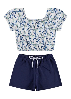 Vida Costeira - Conjunto Infantil Sublimado Florais Branco - VIDA COSTEIRA