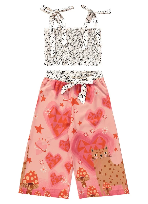 Três e Já Conjunto Infantil Top e Calça Bege