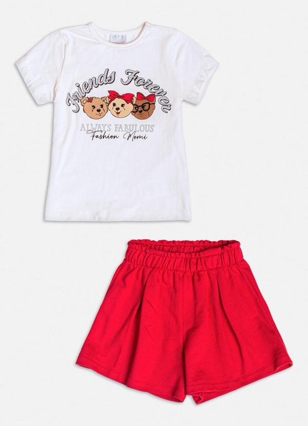 Momi - Conjunto Infantil Ursinhas com Strass Vermelho