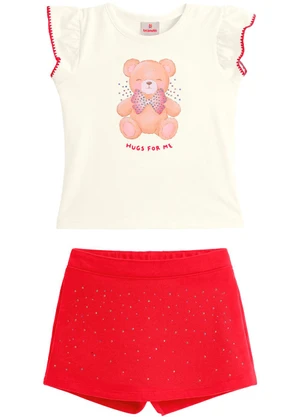 Brandili - Conjunto Infantil Urso com Strass Bege - BRANDILI
