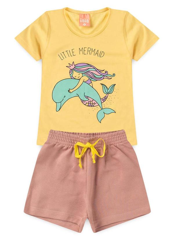 Rosa Azul - Conjunto Infantil Verão Little Mermaid Amarelo