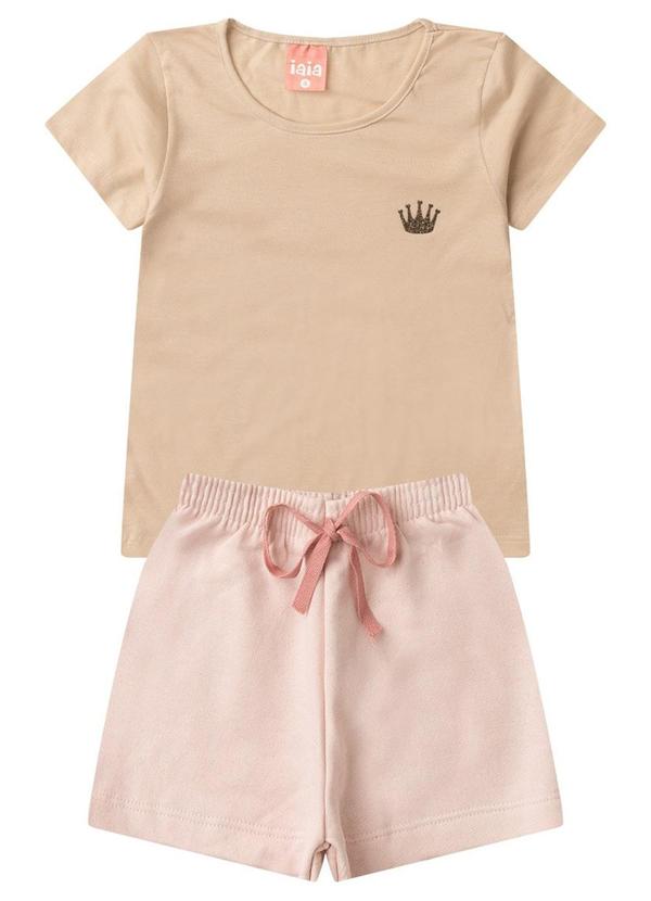 Rosa Azul - Conjunto Infantil Verão Menina Coroa Iaia Bege 1