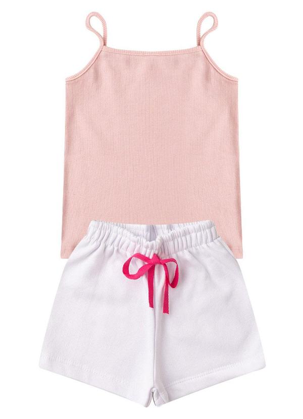 Rosa Azul - Conjunto Infantil Verão Menina Regata Iaia Rosa