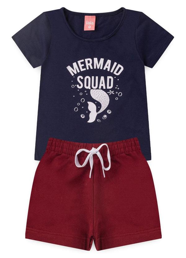 Rosa Azul - Conjunto Infantil Verão Mermaid Azul Marinho