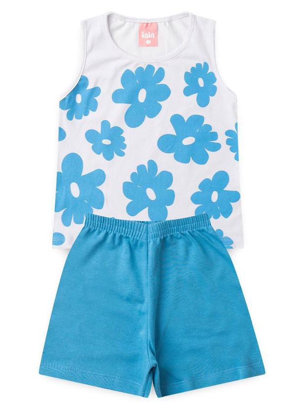 Rosa Azul - Conjunto Infantil Verão Regata Flores Iaia Azul 2