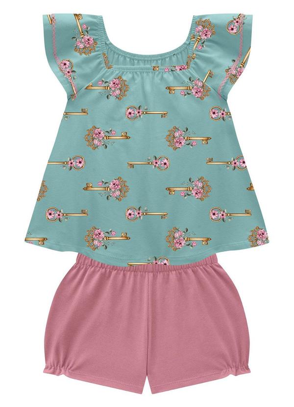 Milon - Conjunto Infantl Menina Estampado Verde