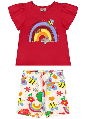 Quimby - Conjunto Jardim Blusa Bermuda Vermelho - QUIMBY