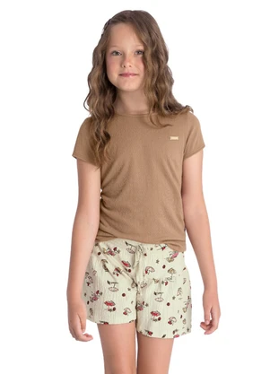 Duduka - Conjunto Juvenil Blusa e Short Praia  Marrom - DUDUKA
