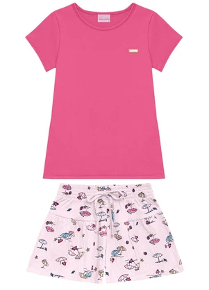 Duduka - Conjunto Juvenil Blusa e Short Praia  Rosa - DUDUKA