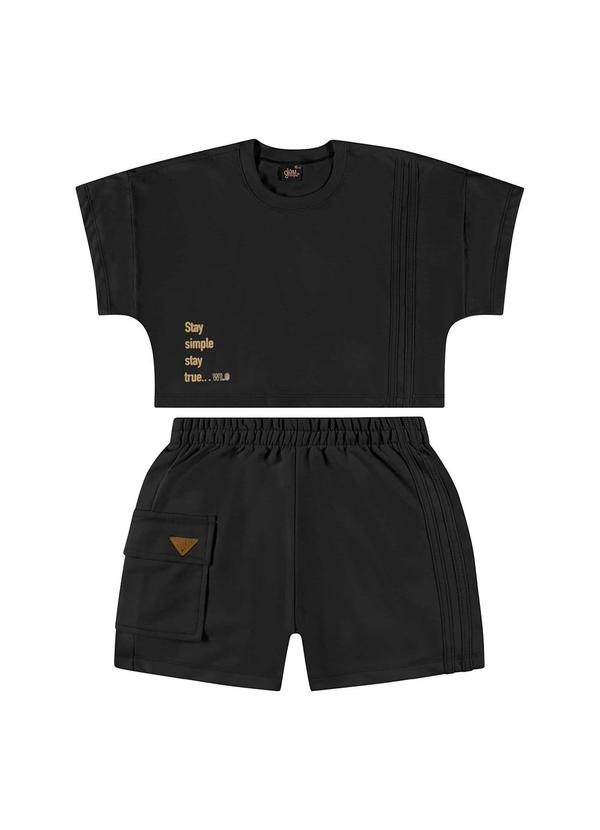 Gloss - Conjunto Juvenil com Cropped e Short Preto 2