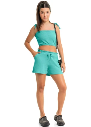 Gloss - Conjunto Juvenil com Top e Short Azul - GLOSS