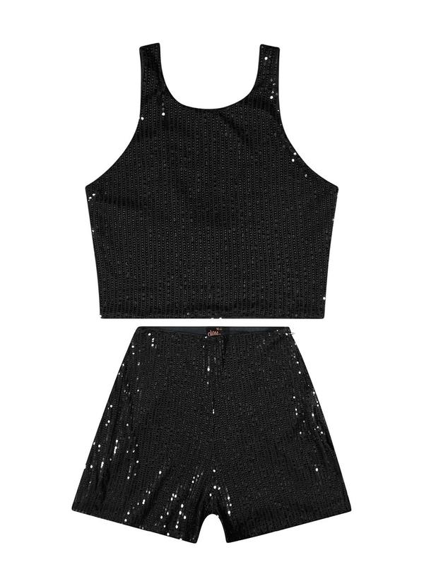 Gloss - Conjunto Juvenil com Top e Short Preto 2