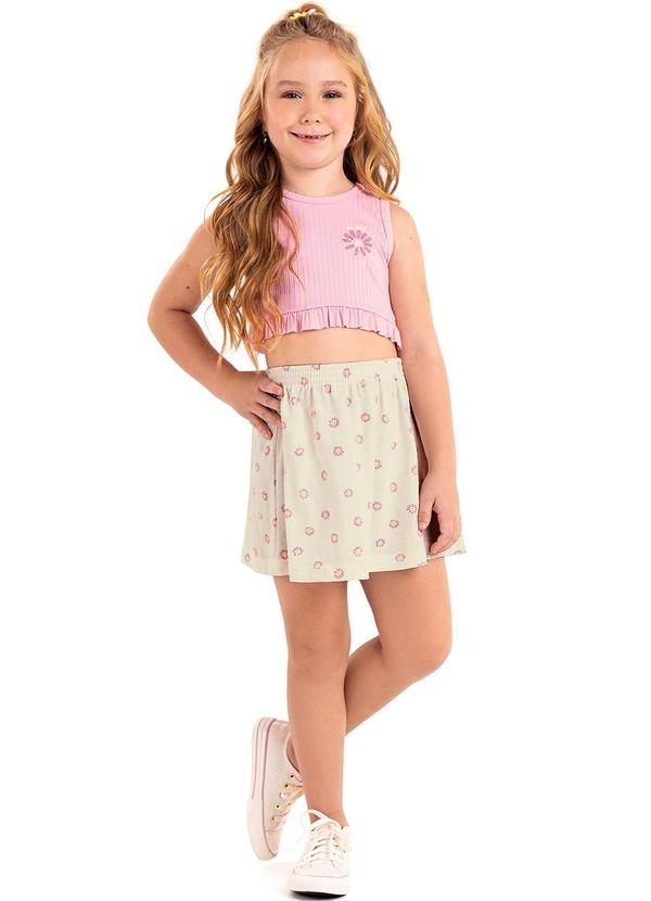 Conjunto Juvenil Regata Cropped e Saia Rosa - Rovi Kids
