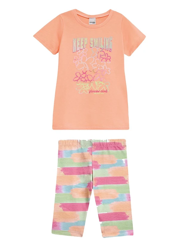 Malwee Kids - Conjunto Keep Smiling com Glitter Coral