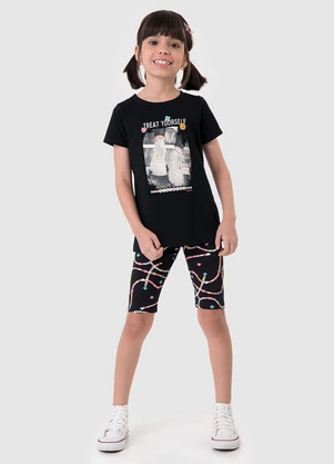 Malwee Kids - Conjunto Kindness com Glitter Preto - MALWEE KIDS