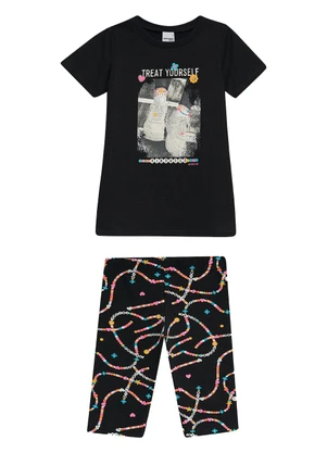 Malwee Kids - Conjunto Kindness com Glitter Preto - MALWEE KIDS