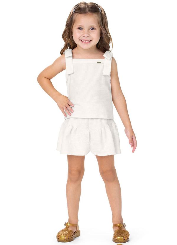 Alenice - Conjunto Laço nos Ombros Menina Branco 1
