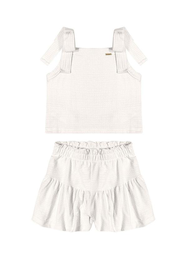 Alenice - Conjunto Laço nos Ombros Menina Branco 2