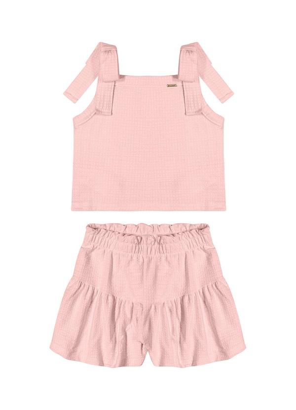 Alenice - Conjunto Laço nos Ombros Menina Rosa 1