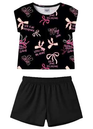 Malwee Kids - Conjunto Laços em Malha Preto - MALWEE KIDS