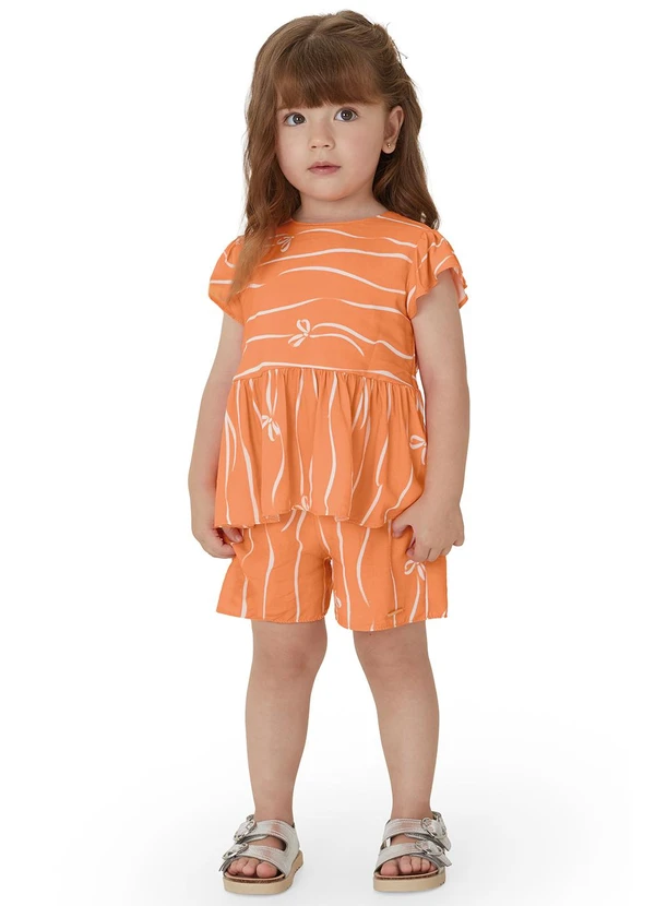 Carinhoso - Conjunto Laços em Viscose Laranja