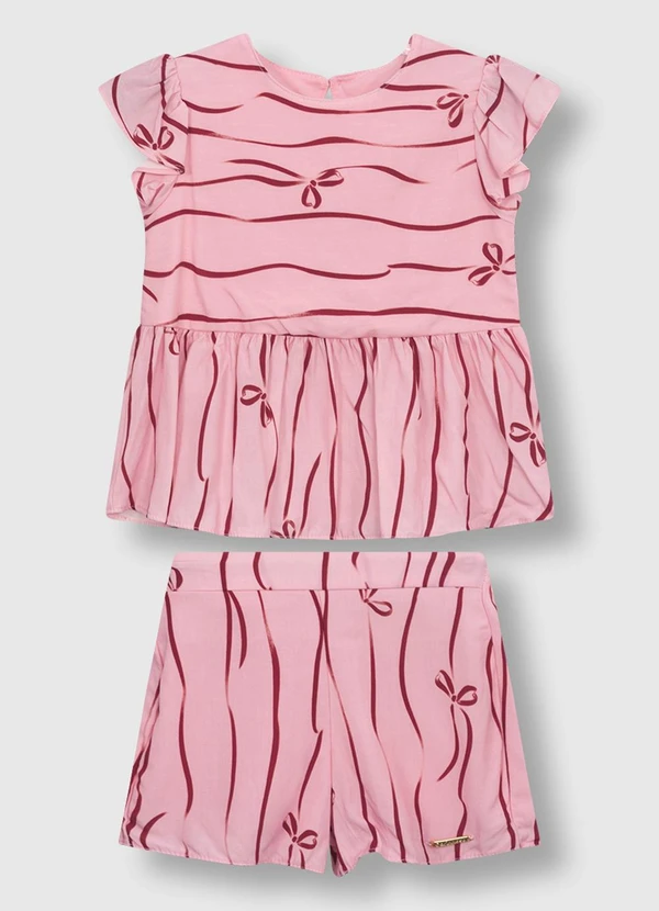 Carinhoso - Conjunto Laços em Viscose Rosa