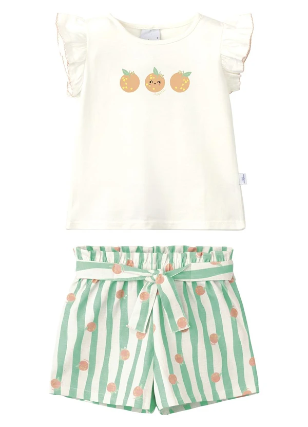 Malwee Kids - Conjunto Laranjas com Glitter Off White