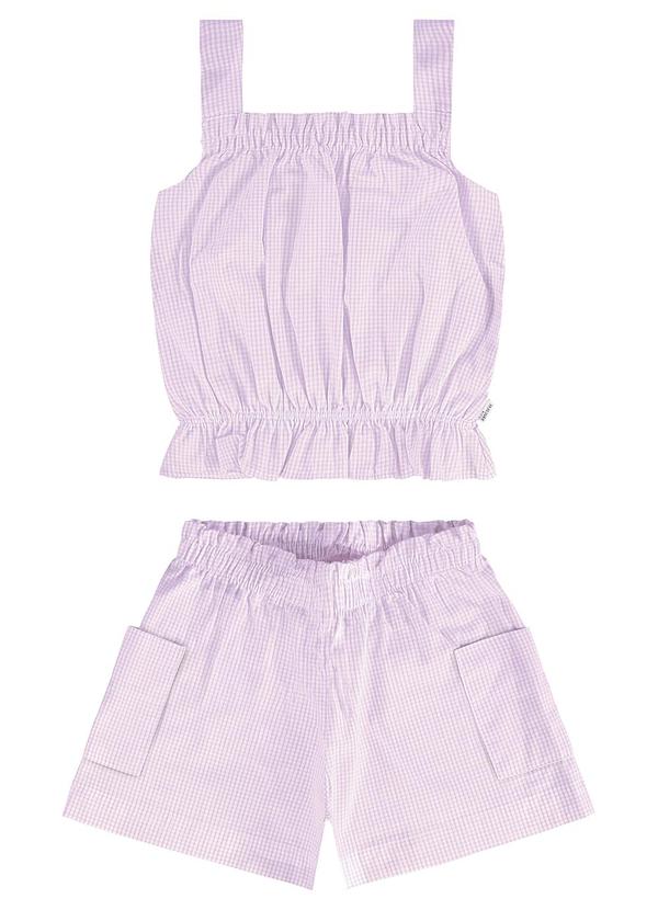Malwee Kids - Conjunto Lilás Anarruga Listrado Cropped Menina