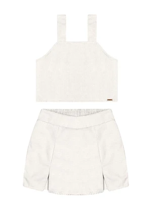 Outlet - Conjunto Liso Alças Largas Menina Branco - OUTLET