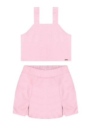 Outlet - Conjunto Liso Alças Largas Menina Rosa  - OUTLET