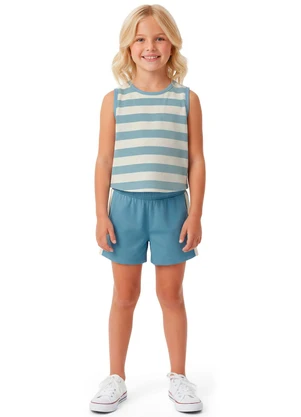 Malwee Kids - Conjunto Listrada em Cotton Azul Pastel - MALWEE KIDS