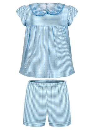 Alakazoo - Conjunto Listrado com Blusa e Shorts Azul - ALAKAZOO
