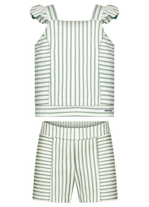 Alakazoo - Conjunto Listrado com Blusa e Shorts Verde - ALAKAZOO