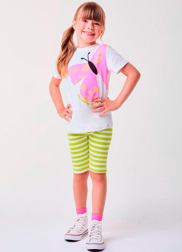 Bimbi - Conjunto Listrado com Borboleta Verde 1