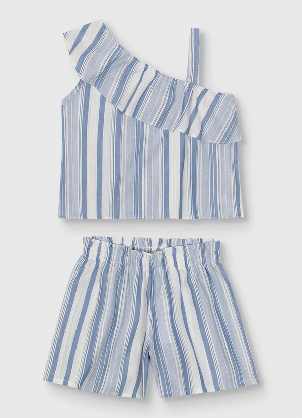 Carinhoso - Conjunto Listrado com Lurex Menina Azul