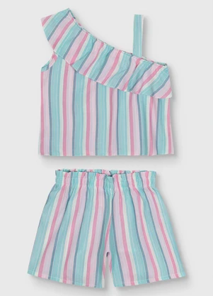 Carinhoso - Conjunto Listrado com Lurex Menina Verde - CARINHOSO