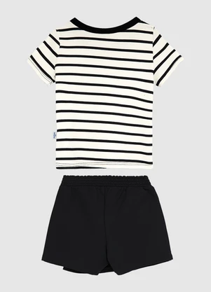 Malwee Kids - Conjunto Listrado com Moletom Preto - MALWEE KIDS