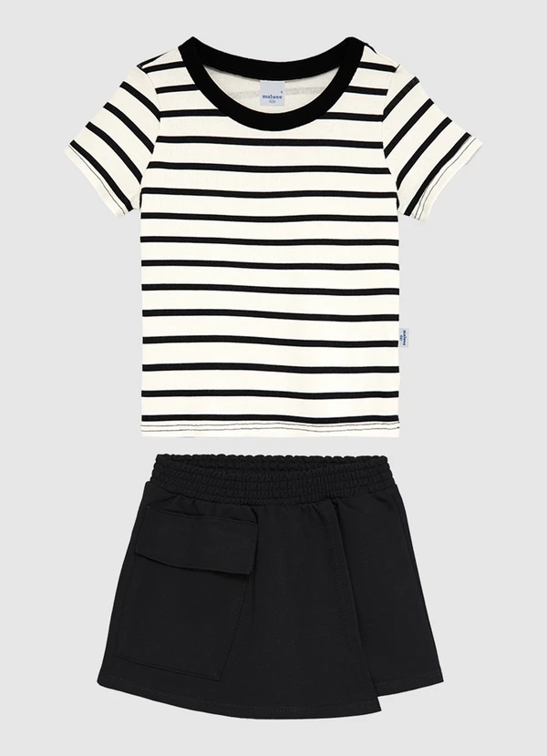 Malwee Kids - Conjunto Listrado com Moletom Preto
