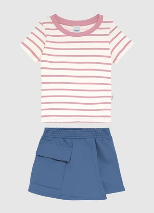Malwee Kids - Conjunto Listrado com Moletom Rosa - MALWEE KIDS