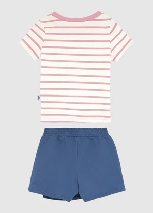 Malwee Kids - Conjunto Listrado com Moletom Rosa - MALWEE KIDS