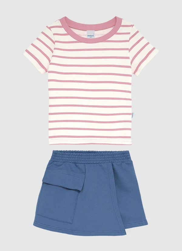 Malwee Kids - Conjunto Listrado com Moletom Rosa