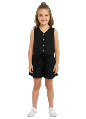 Carinhoso - Conjunto Listrado em Plumetis Preto - CARINHOSO