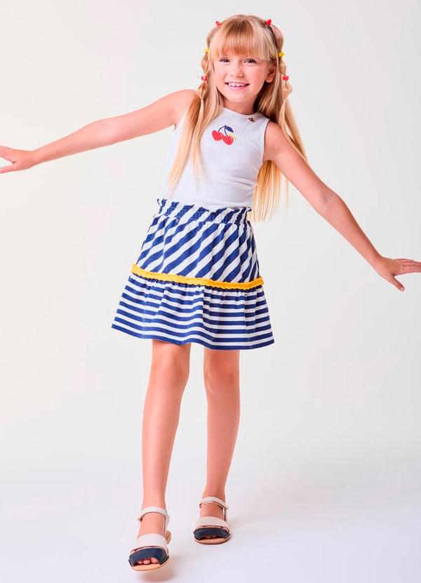 Bimbi - Conjunto Listrado Marinho com Cerejas Marinho 1